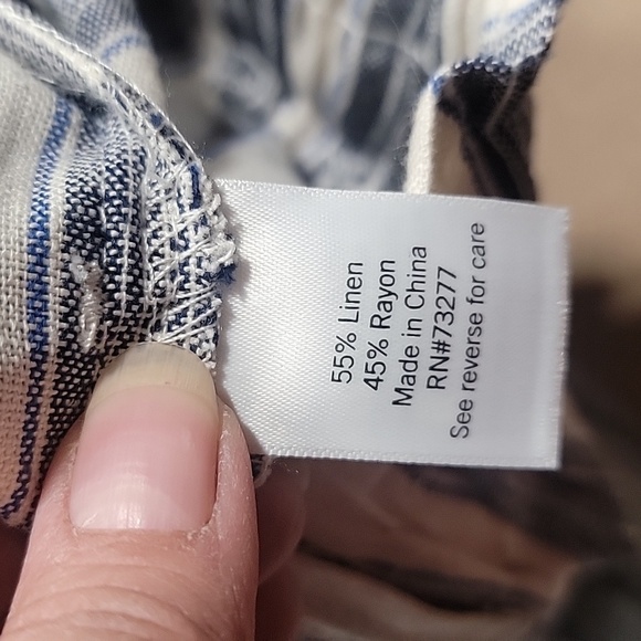 SO Size M Blue & Cream Striped Tapered High Rise Cuffed Hem Pants, NEW with Tag - Picture 16 of 16